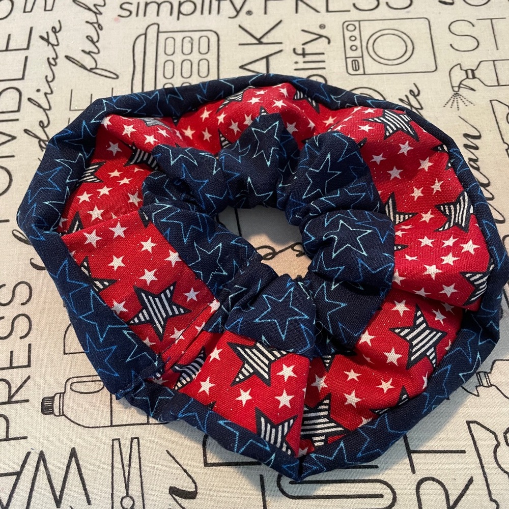 Red and Blue Starry Hair Scrunchie